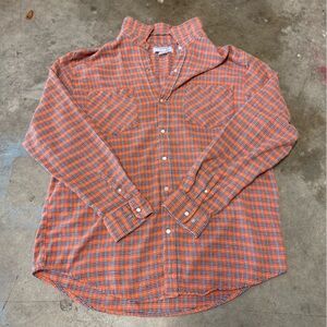 Vintage Haband Casual Joe Orange & Blue Flannel Florida Gators Pearl Snap Size M